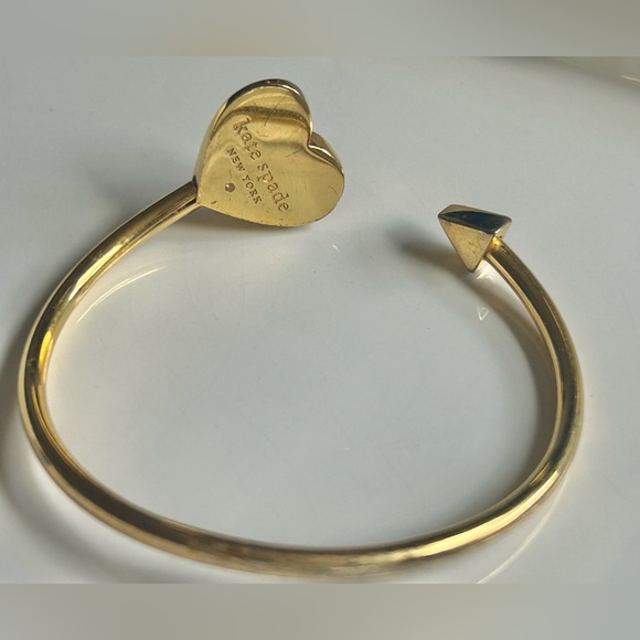 KATE SPADE • Pink Heritage Spade Gold Tone Flex Cuff Pink Stackable Bracelet - Picture 7 of 7